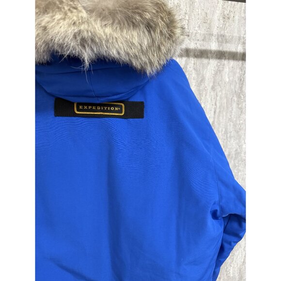 Canada Goose Expedition Parka M/M Blue W/ Fur Trim Hood Arctic Program Patch War - Picture 15 of 16